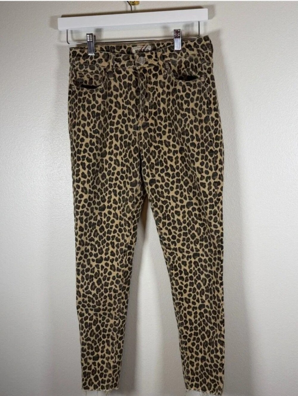 Leopard Print Skinny Jeans - Tan/Black